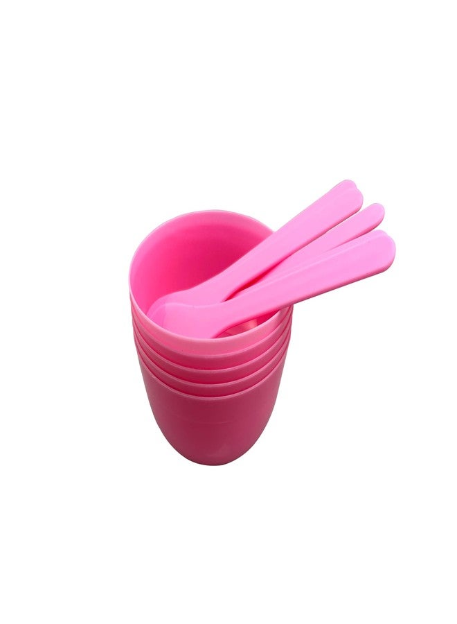 CGECGE ZHUUO DIY Slime Making Tools 5Sets Deep Pink PP Plastic Glue Mixing Bowls with 5Sets Glue Mixing Spoons for Funny Craft Making Arts - Image 4